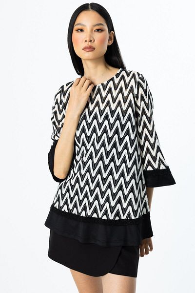 ON Zigzag Patterned Half Sleeve Tunic