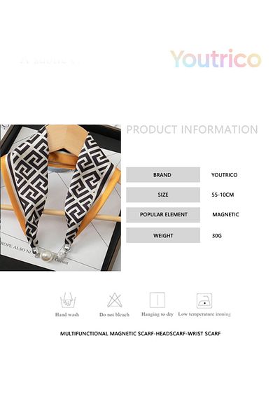 Youtrico New magnetic scarf,A variety of graphic prints,Versatile with a silk scarf.55*10cm