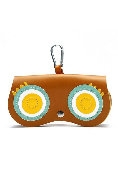 SKYDDAR INNOVATION Children's Glasses Case, eco-leather, animal design, SKDR ETFA - Brown