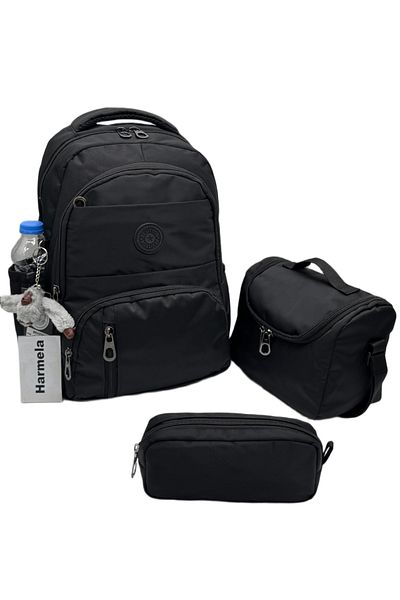 Harmela First School Bag Set of 3 Unisex Children's Primary School Bag Hrm-8010 Black