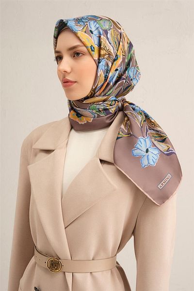 Armine Patterned Pure Silk Sura Scarf 9332- 35