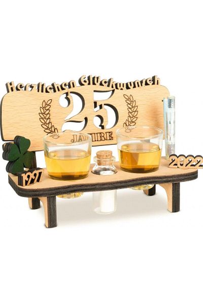 BRYNNBERG Set of glasses and bench with elegant engraving for 25th anniversary Brynnberg