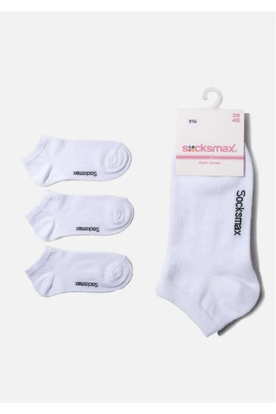 SOCKSMAX 2239 3 Lü Kadın Beyaz Patik Çorap 36-40