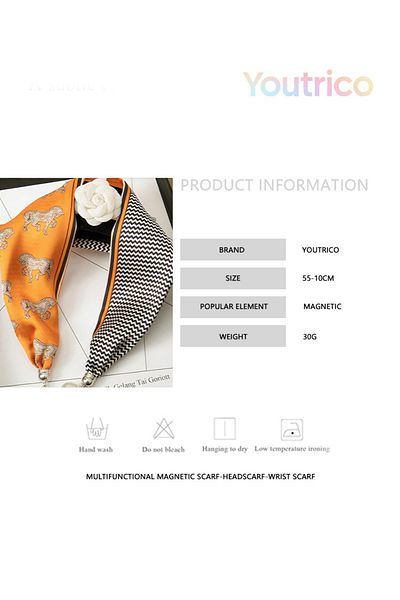 Youtrico New magnetic scarf,A variety of graphic prints,Versatile with a silk scarf.55*10cm