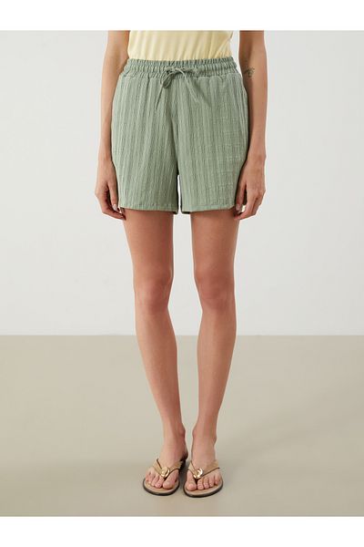 LC Waikiki Pantaloni scurți de damă cu textura cu talie elastică