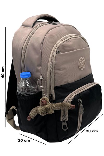 Harmela First School Bag Set of 3 Unisex Children's Primary School Bag Hrm-8010 Mink-Black