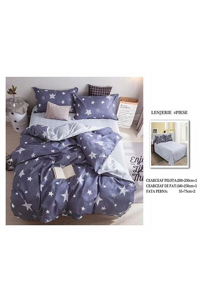 CHIRASO CHIRASO 4-Piece Bedding Set, Satin Cotton, Sheet 240x250 cm, 2 Pillowcases