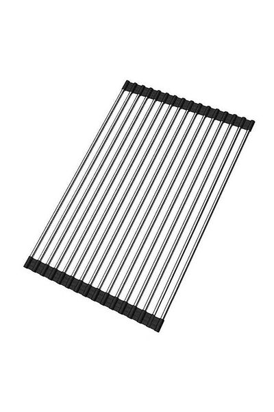 Generic Foldable Dish Drying Rack Black/Silver 16.9 x 10.2inch