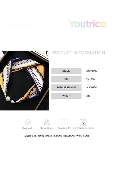 Youtrico New magnetic scarf,A variety of graphic prints,Versatile with a silk scarf.55*10cm
