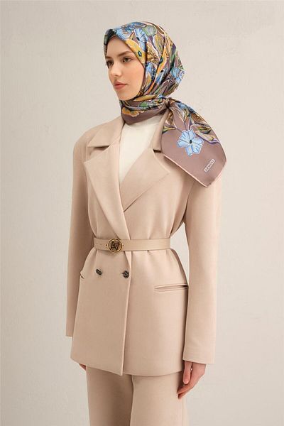 Armine Patterned Pure Silk Sura Scarf 9332- 35