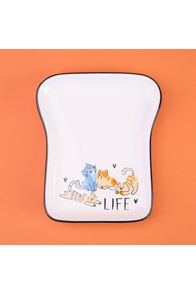 Evidea Kitchen Cat Life Patterned Serving Plate - Colorful - 19 cm