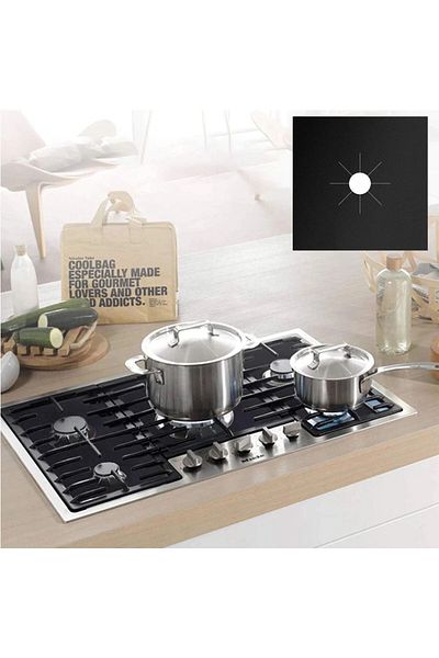 OEM Set de 4 folii de protecție pentru plită M008B, Reutilizabile, Fibră de sticlă/Teflon, 27x27 cm, Negru