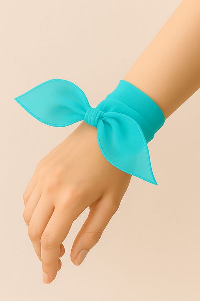 VOOP Turquoise Colored Plain Chiffon Scarf Multi-Purpose Accessory 50X50