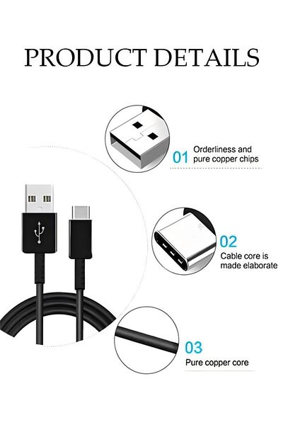 Generic Travel Power Adapter 18W With C-Type Cable for Galaxy A51 A71 A70 A50 A50s A20，Fast Charger