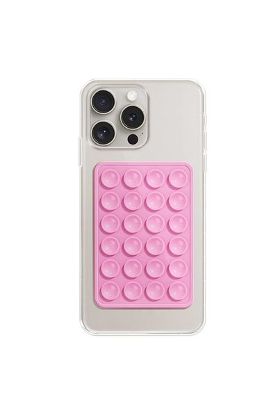 SKYDDAR INNOVATION Universal Adhesive Phone Holder with Suction Cup, Silicone, 8x5.5cm, SKDR StickIt SO-PAD - LightPink
