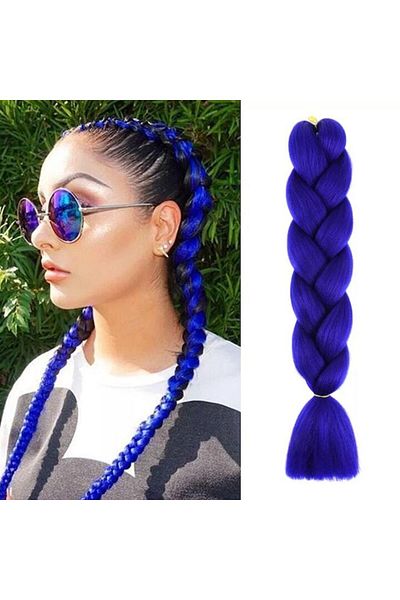 WNY Extensie de păr sintetic pentru împletitură, A29, albastru, 60 cm, 100 g