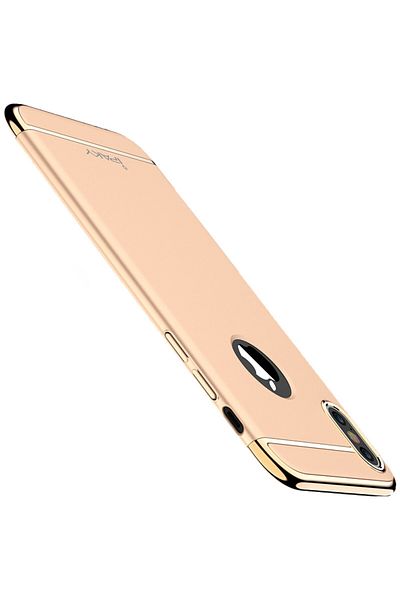 Gold Carcasă hibridă IPAKY Fashion 3 în 1 cu inserție aurie - iPhone X (auriu)