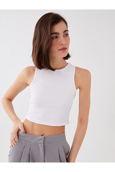 LC Waikiki Women's Crew Neck Plain Crop