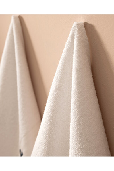 Madame Coco Ancre Вишитий 100% бавовняний рушник для рук, 2 шт. - Білий - 30x45 см