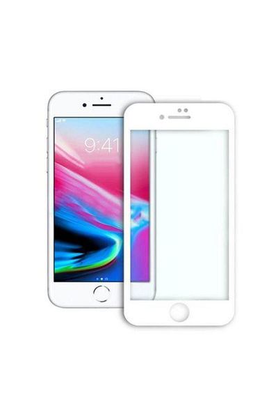 WHITE Full Cover 3D iPhone 7/iPhone 8 Case with Tempered Glass, White