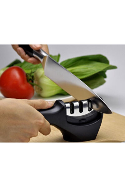 OEM Ascuțitor de cuțite, oțel/piatră de diamant, 3 etape, 20,5x7,5x4,5 cm, negru