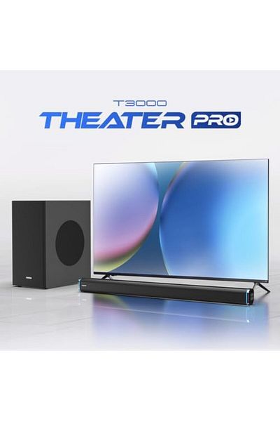 Faster Theater Pro T3000 RGB Soundbar Speaker - 2.1CH Wired Subwoofer and Wireless Soundbar Portable