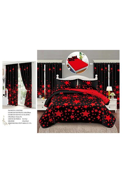 CHIRASO CHIRASO 6-Piece Bedding Set, with Drapery, Fitted Sheet 140x200, Duvet Cover, 2 Pillowcases