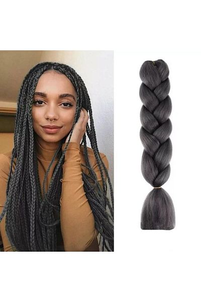 WNY Synthetic Hair Extension for Braiding, A38, Dark Gray, 60cm, 100g