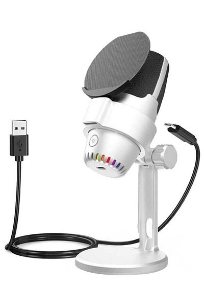 COOYA Condenser Microphone, USB Computer Gaming Mic for Desktop, RGB Light, Pop Filter, Studio Microphone