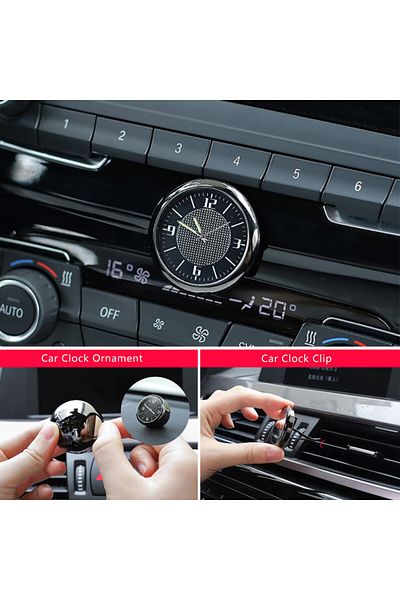 OEM Ceas analogic pentru bordul mașinii, design modern și elegant, fosforescent și clemă pentru orificiul de aerisire 2 în 1, negru