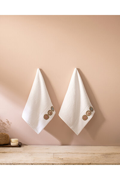 Madame Coco Терсет з вишивкою, 100% бавовна, 2 рушники для рук - білий - 30x45 см