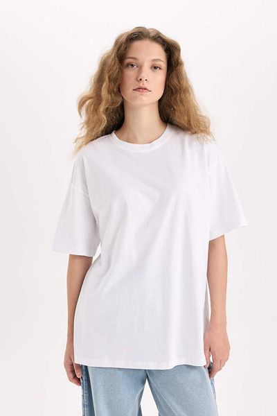 DeFacto Women's Short Sleeve T-Shirt V4136Az/Wt34 White