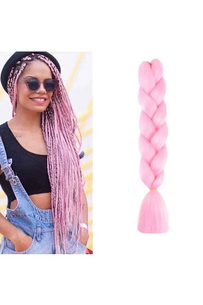 WNY Synthetic Colorful Hair Extensions for Braiding Ombre Light Pink 105g 63cm