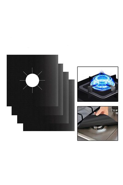 OEM Set de 4 folii de protecție reutilizabile pentru plită sau aragaz, Negru