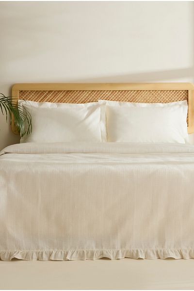 Karaca Home Maye 100% Cotton Ruffled Double Single Pique White