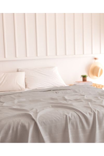 Madame Coco Mathilda Double 100% Cotton Karde Plain Pique - Light Gray