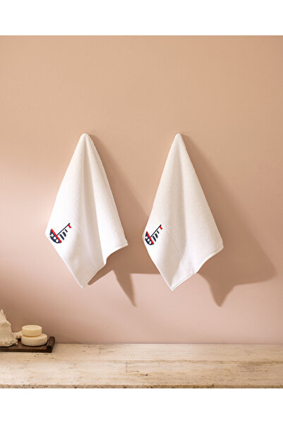 Madame Coco Навігер Вишитий 100% бавовна 2-х рушник для рук - білий - 30x45 см