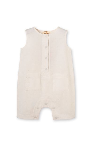 Patique Kids White Organic Cotton Woven Unisex Kids Jumpsuit