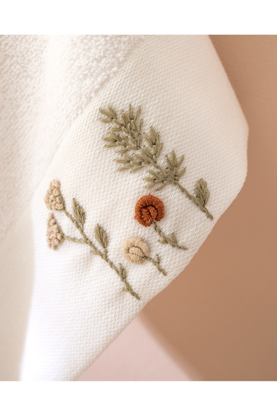 Madame Coco Thelma Вишитий 100% бавовняний рушник для рук, 2 шт. - Білий - 30x45 см