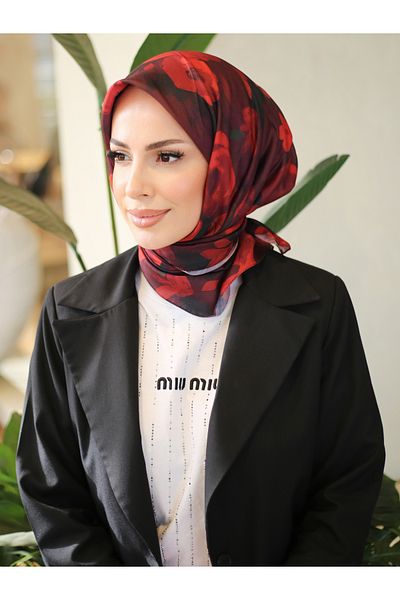 efdal şal eşarp Rosa Pattern Imported Cotton Scarf