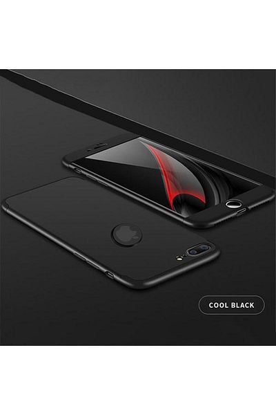 OEM Husa de telefon Apple iPhone 7 Plus oferă protecție Slim 3 în 1 Lux Design Negru + Folie de sticlă