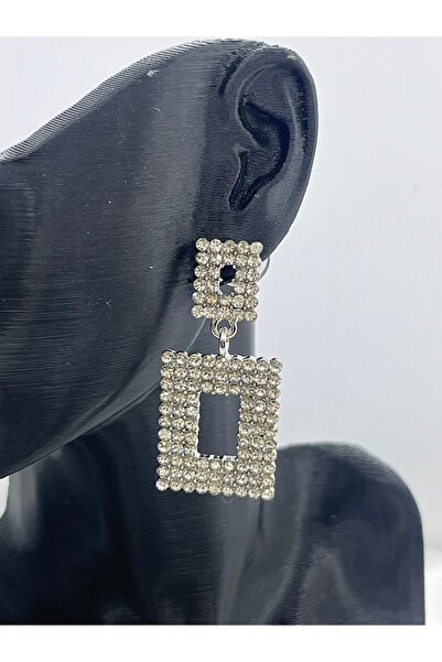 Kaan Accessoire Sparkling Square Earrings with Zircon Stones