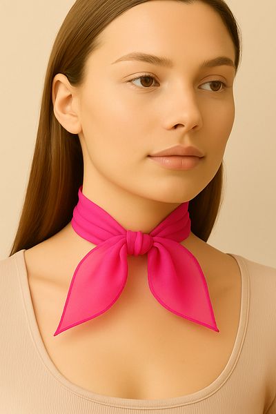 VOOP Pink Colored Plain Chiffon Scarf Multi-Purpose Accessory 50X50