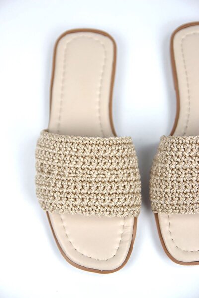 Gökhan Talay Γυναικείες πλεκτές παντόφλες Joyce σε μπεζ χρώμα