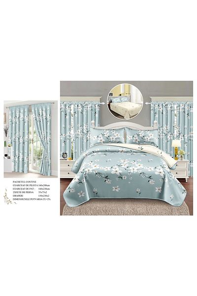 CHIRASO CHIRASO 6-Piece Bedding Set, with Drapery, Sheet 160x230, Duvet Cover, 2 Pillowcases