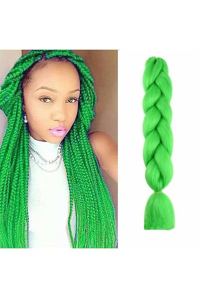 WNY Synthetic Hair Extensions for Braiding Ombre Electric Green 105 g 63 cm