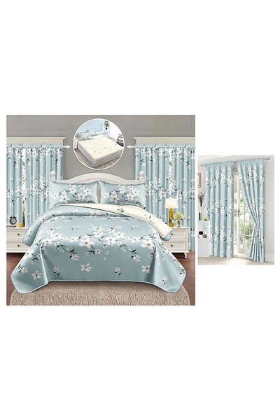 CHIRASO CHIRASO 6-Piece Bedding Set, with Drapery, Fitted Sheet 140x200, Duvet Cover, 2 Pillowcases
