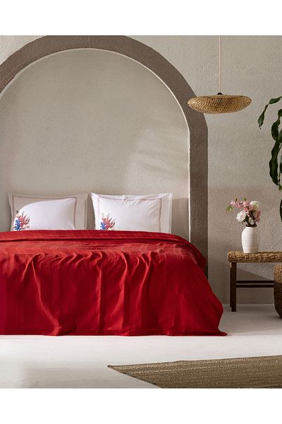 Madame Coco Mathilda Single Cotton Ecocell Plain Pique Set - Red