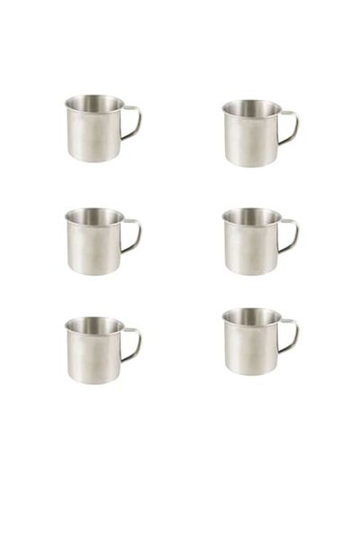 OEM Set 6 Stainless Steel Mugs, 8 cm height, 10 cm diameter