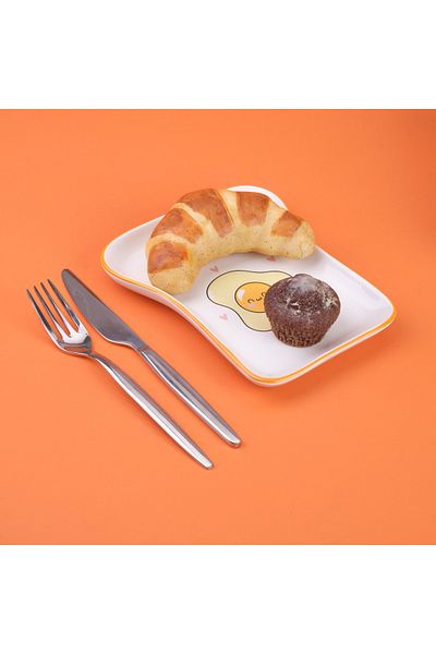 Evidea Kitchen Egg Patterned Serving Plate - Colorful - 19 cm